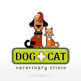 狗和猫的组合logo标志