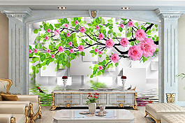 花卉树枝背景墙