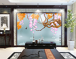 花卉树枝背景墙