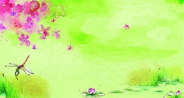 蜡笔画风格春天背景图