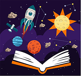 扁平化宇宙插画