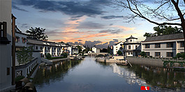 沿河景观图