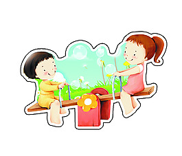 卡通跷跷板卡通娃娃