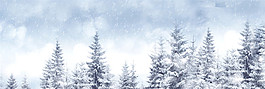 唯美森林雪景banner背景