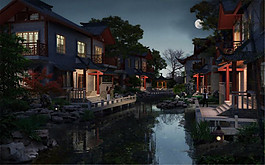 沿河建筑景观