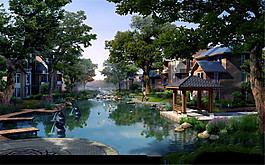 公园湖泊景观