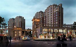 现代夜市建筑效果图