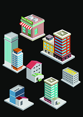 矢量建筑楼房效果图