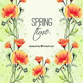 旧货背景橙水彩花