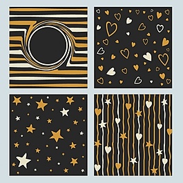 手绘背景集星星和心