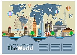 旅游扁平宣传海报