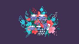 矢量手绘春季花朵
