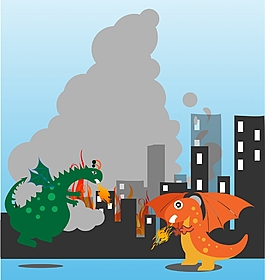 可爱扁平恐龙插画