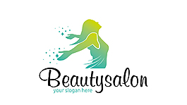 绿色美女剪影美发沙龙logo矢量素材