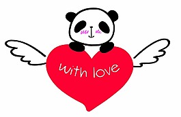 卡通爱心熊猫