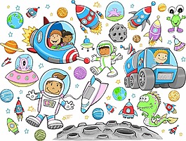 航天儿童插画
