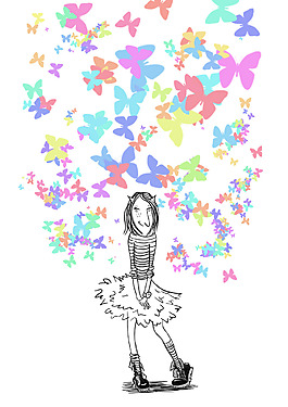 朋克女孩创意插画