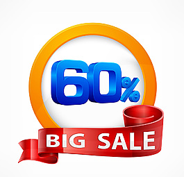 60%打折限时促销标签矢量素材