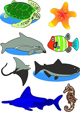 手绘海洋生物