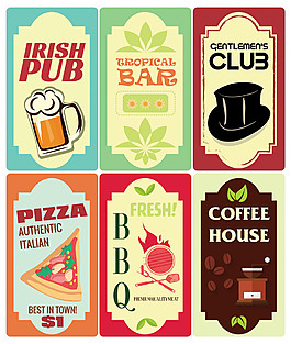 复古美食促销标签