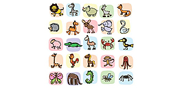 手绘卡通动物图标矢量图