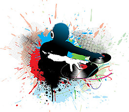 DJ男子时尚音乐喷溅背景矢量素材下载