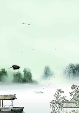 中国风山水墨画背景