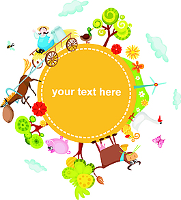 卡通植物元素花纹