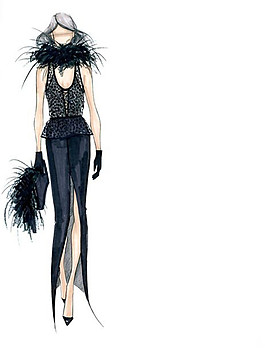 深色开叉长裙设计图