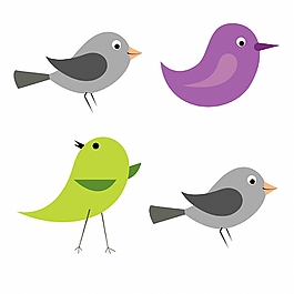 卡通小鸟图标矢量