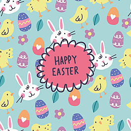 可爱手绘复活节背景