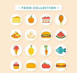16款美味食物贴纸矢量素材