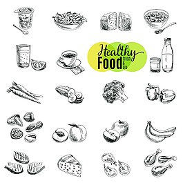 手绘食物素描图片
