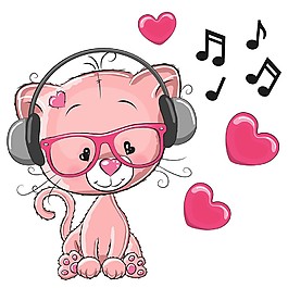 听音乐的卡通猫图片