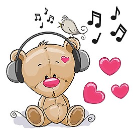 听音乐的卡通熊图片