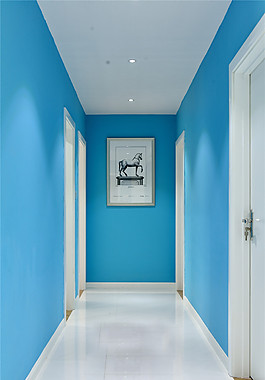 蓝色家居走廊效果图