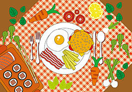 手绘食物美食插画