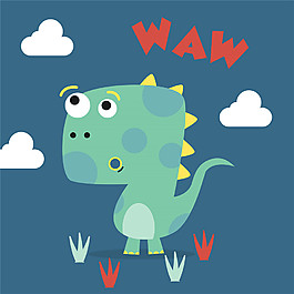 手绘卡通恐龙矢量图