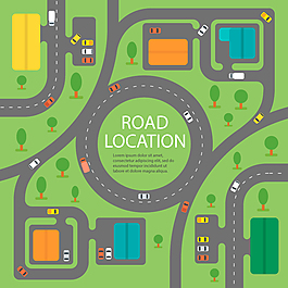 卡通道路城镇