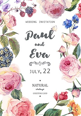 水彩绘花朵边框