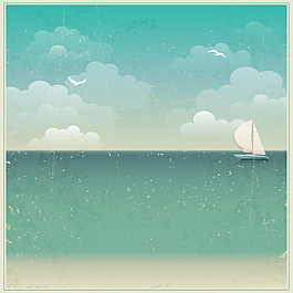 夏天清新海滩青色简易背景