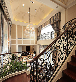 美式室内楼梯扶栏设计图