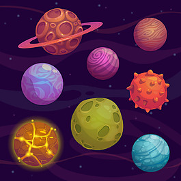 卡通宇宙飞行物矢量图