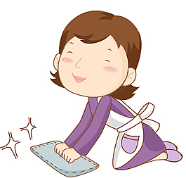 卡通打扫卫生的妈妈