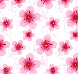 芙蓉花在白色背景上的无缝模式