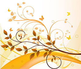 金色树枝背景矢量抽象素材