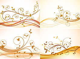 金色树枝背景矢量抽象素材