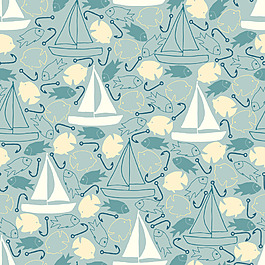 手绘船清新背景