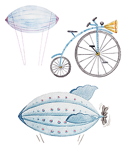 水彩唯美交通工具