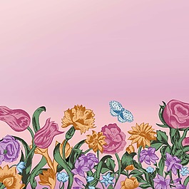 花朵蝴蝶背景素材